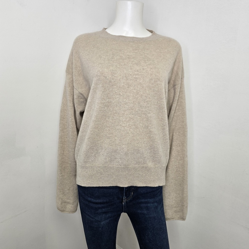 Sofie D'Hoore Merril 100% Cashmere Crop Knit Sweater Oatmeal Size M Oversized - Picture 2 of 8